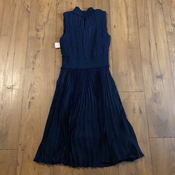 Nanette Lepore Navy Pleated Midi Dress - Picture 9 of 12